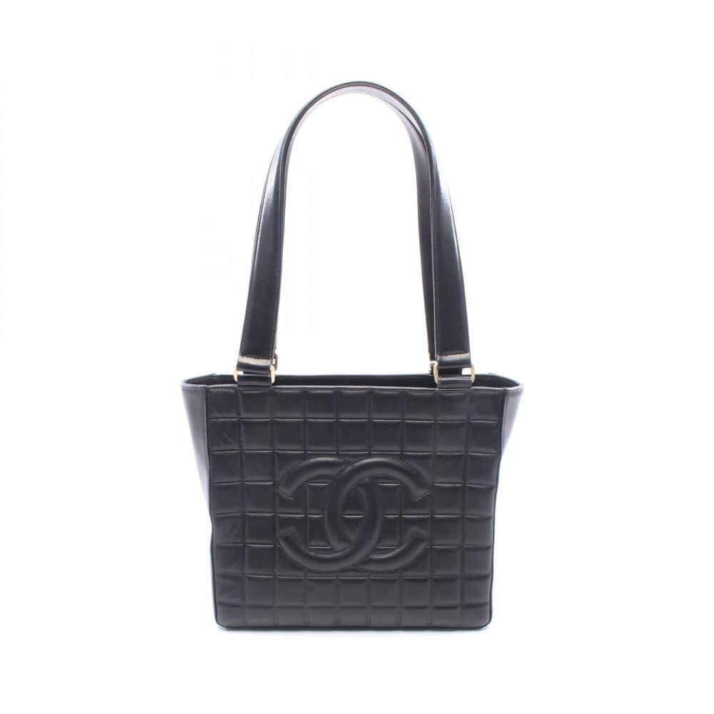 Chanel Chocolate Bar Shoulder Bag/Handbag, Lambskin Leather, Women's, Black